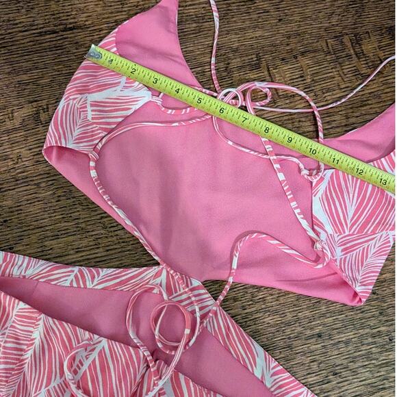 Lovers + Friends Makena Fuchsia Leaf Print Midi Sleeveless Dress, size L - Picture 8 of 11